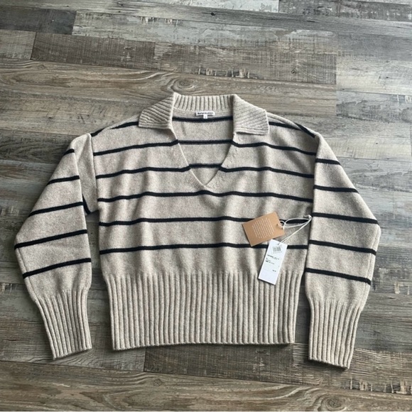 NWT Reformation Beckie Stripe Cashmere Sweater - Picture 6 of 13